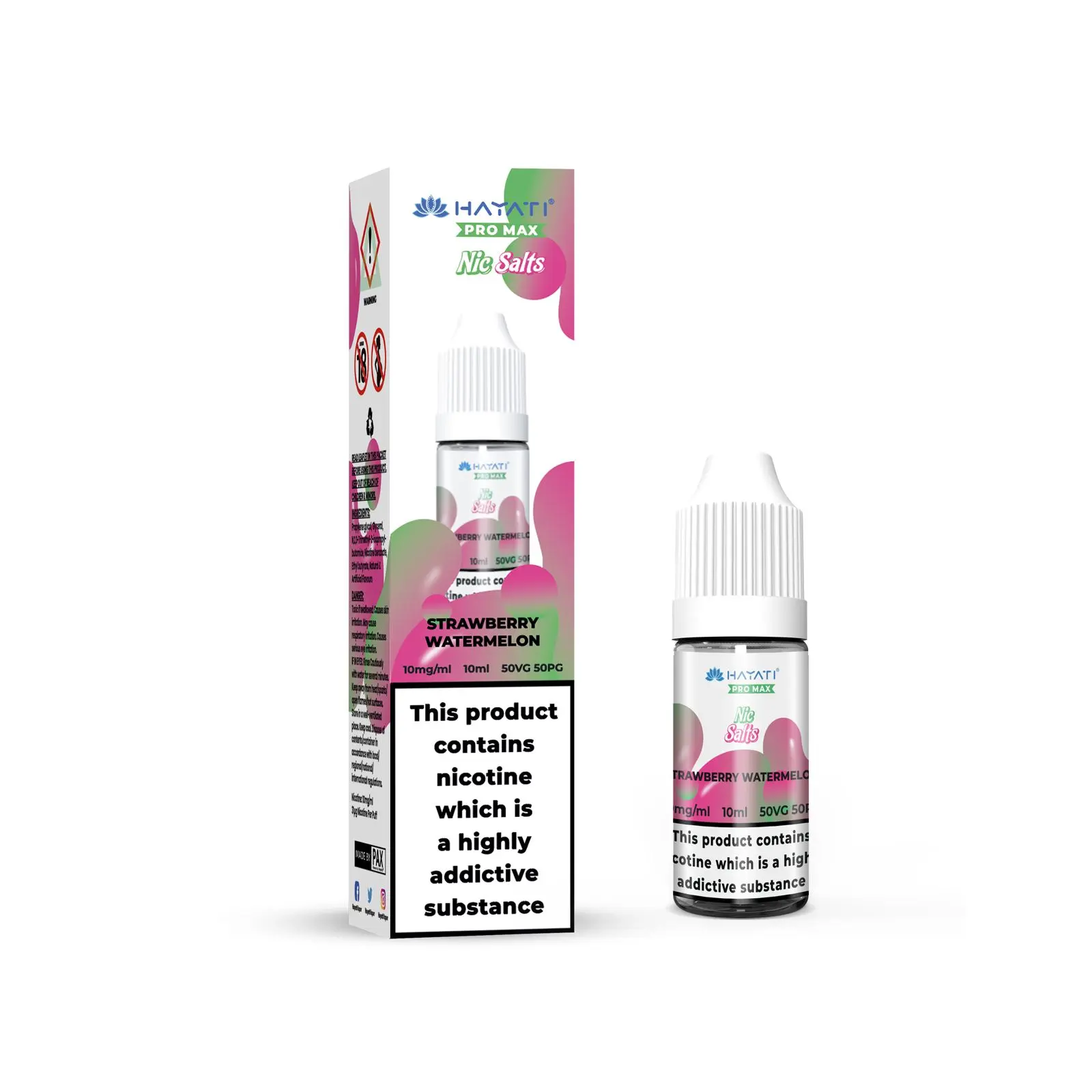 Strawberry Watermelon Pro Max Shisha Nic Salt E-Liquid by Hayati 10ml