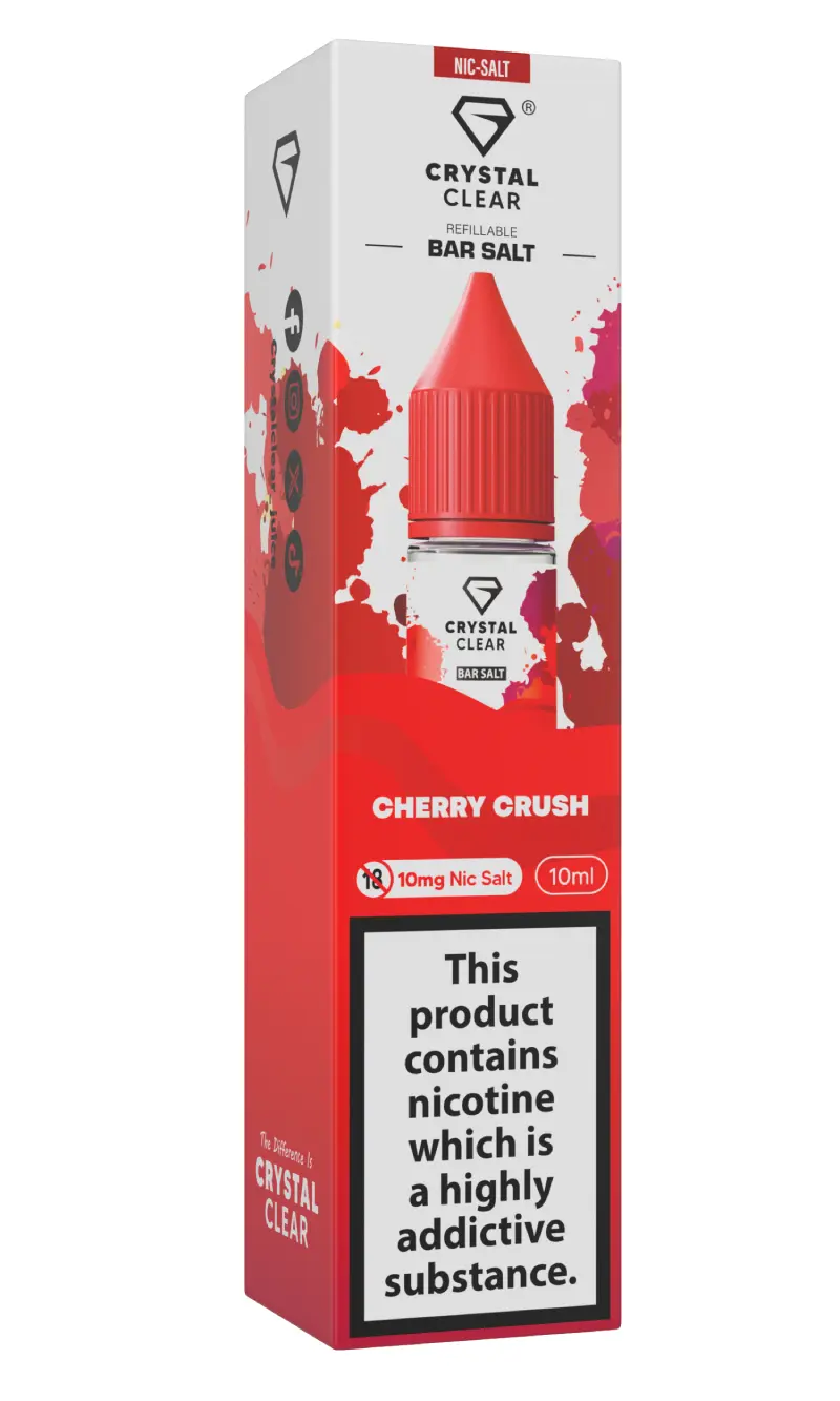 Cherry Crush Nic Salt E-Liquid by Crystal Clear Bar Salts 10ml