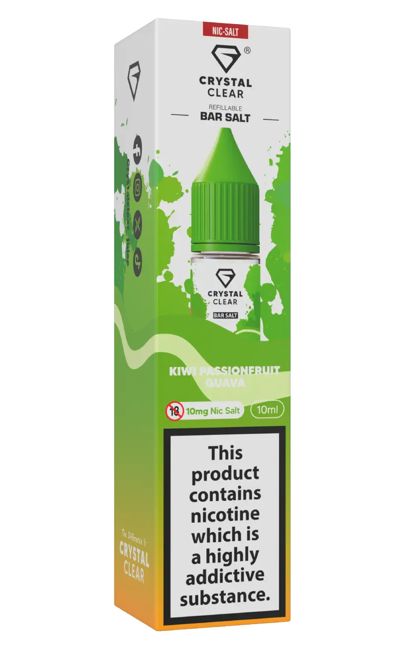 Kiwi Passionfruit Guava Nic Salt E-Liquid by Crystal Clear Bar Salts 10ml