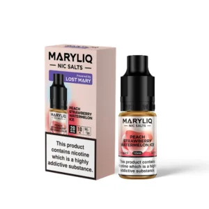 Peach Strawberry Watermelon Ice Maryliq Nic Salt E-Liquid by Lost Mary 10ml