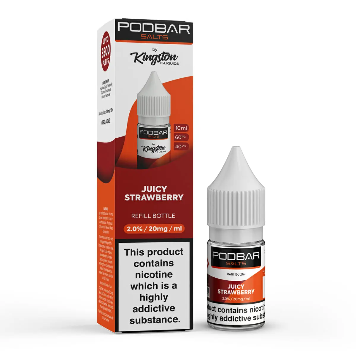 Juicy Strawberry Nic Salt E-Liquid by PodBar Salts by Kingston 10ml